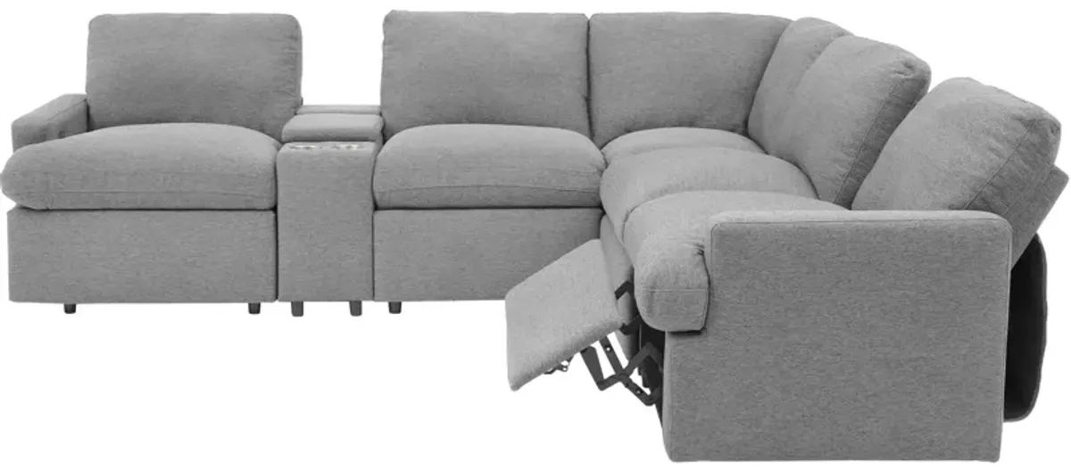 Power Recliner Corner Sofa Home Theater Reclining Sofa Sectional Couches With Storage Box, Cup Holders, USB Ports And Power Socket For Living Room