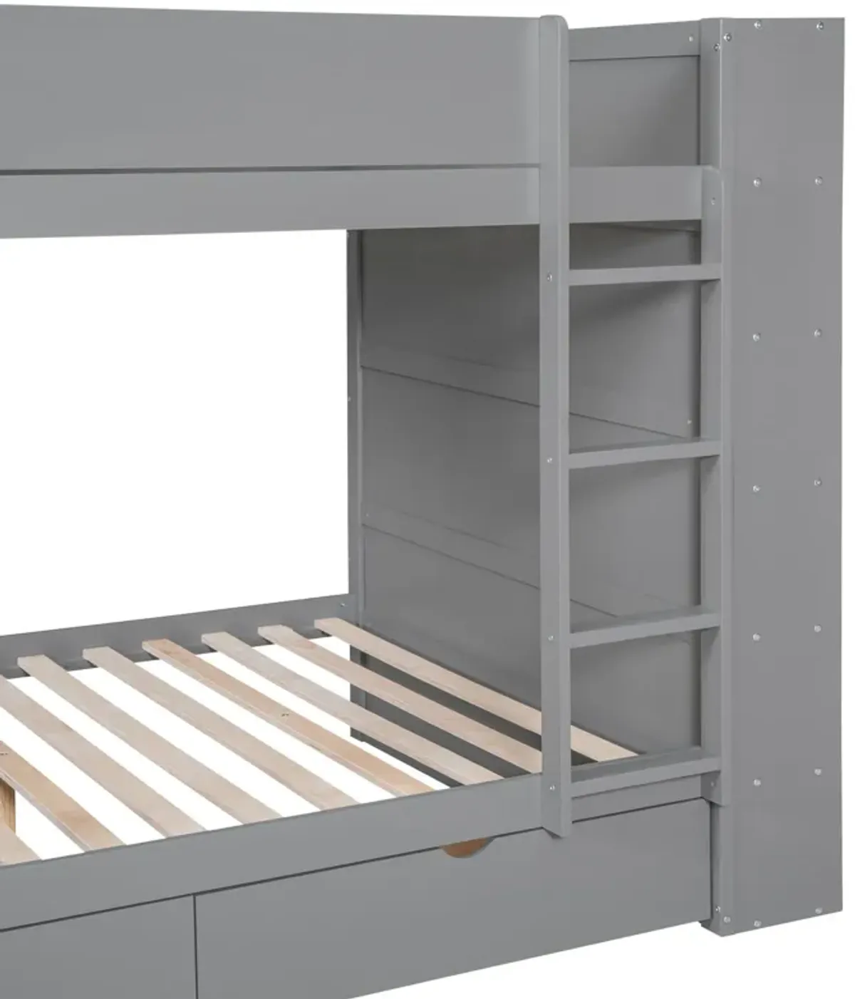 Full Over Full Bunk Bed With 2 Drawers And Multi - Layer Cabinet