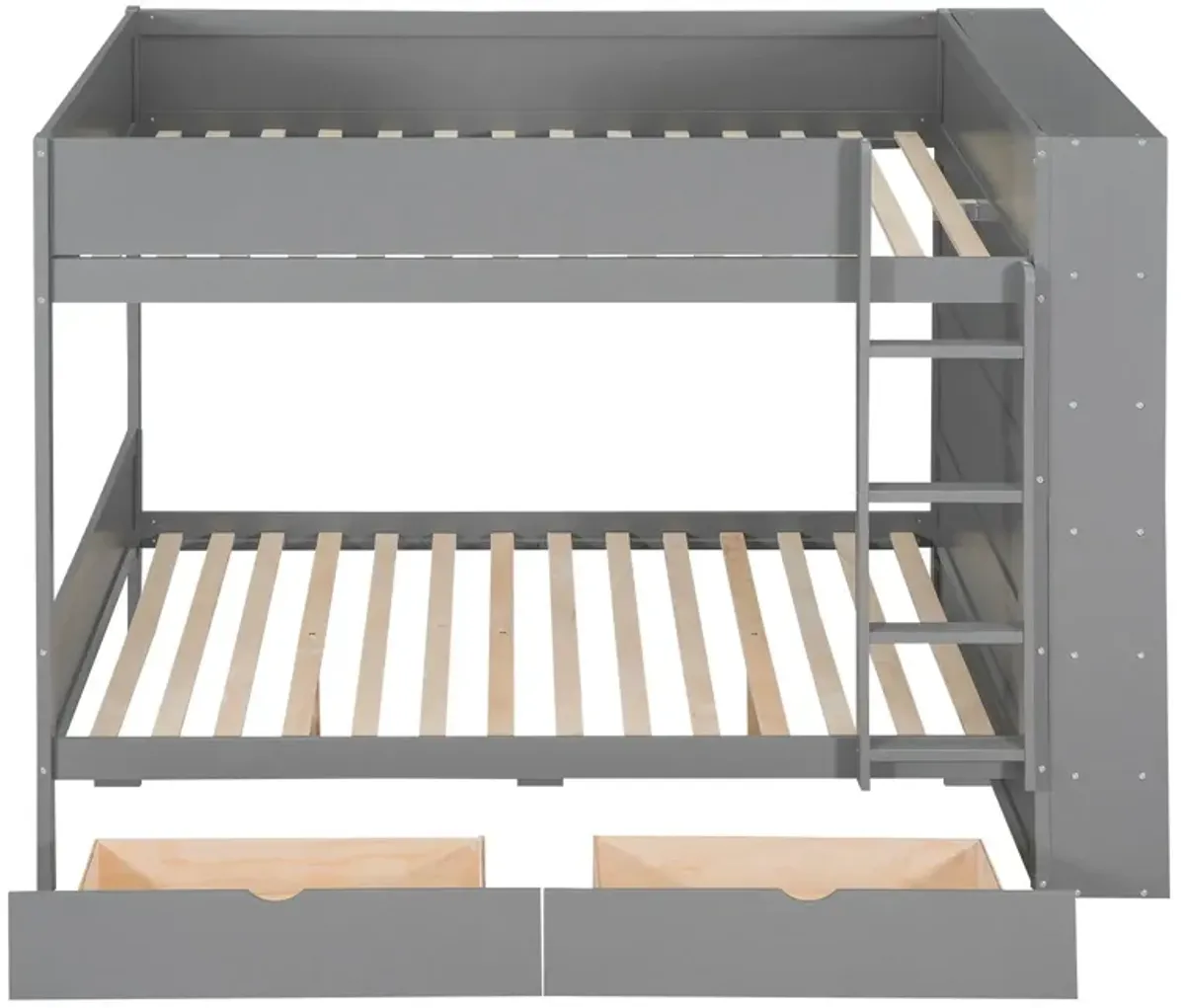 Full Over Full Bunk Bed With 2 Drawers And Multi - Layer Cabinet