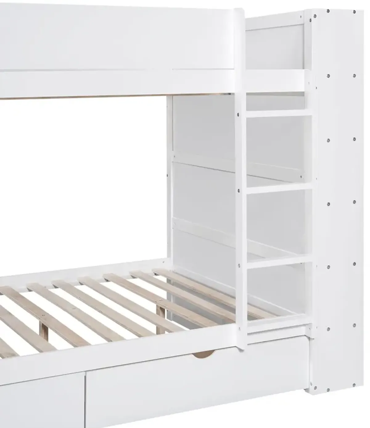 Full Over Full Bunk Bed With 2 Drawers And Multi - Layer Cabinet