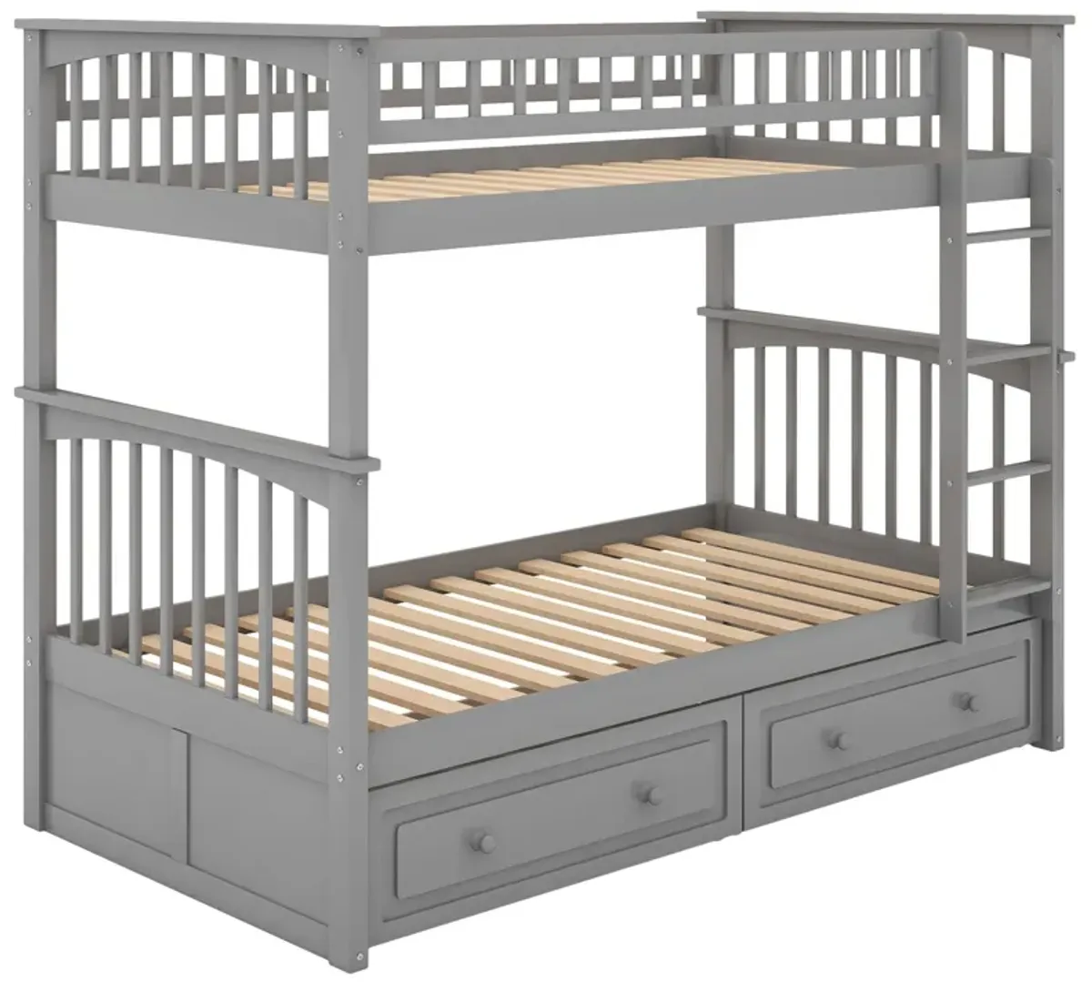 Twin Over Twin Bunk Bed With Drawers, Convertible Beds