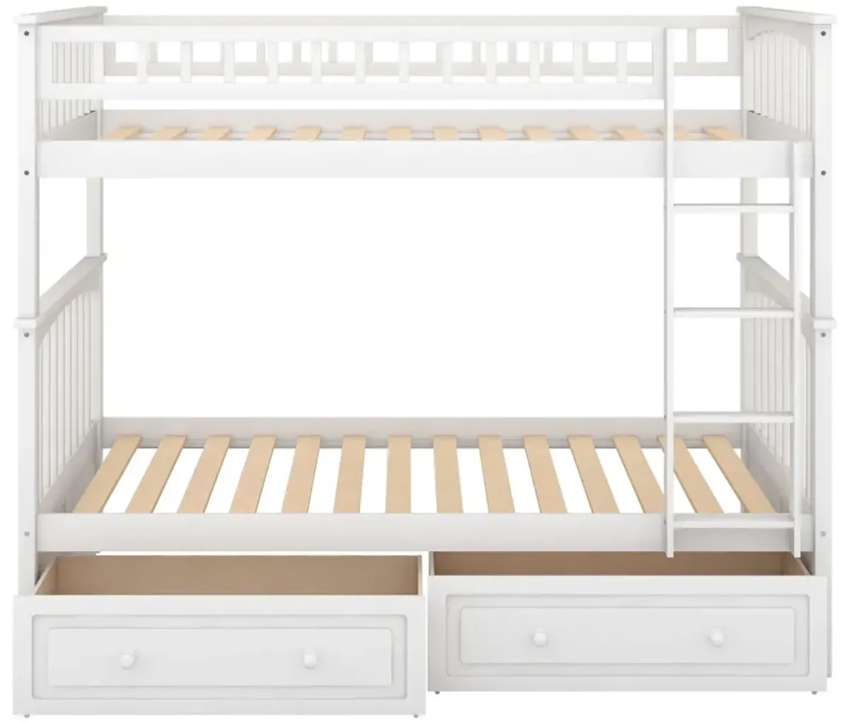 Twin Over Twin Bunk Bed With Drawers, Convertible Beds