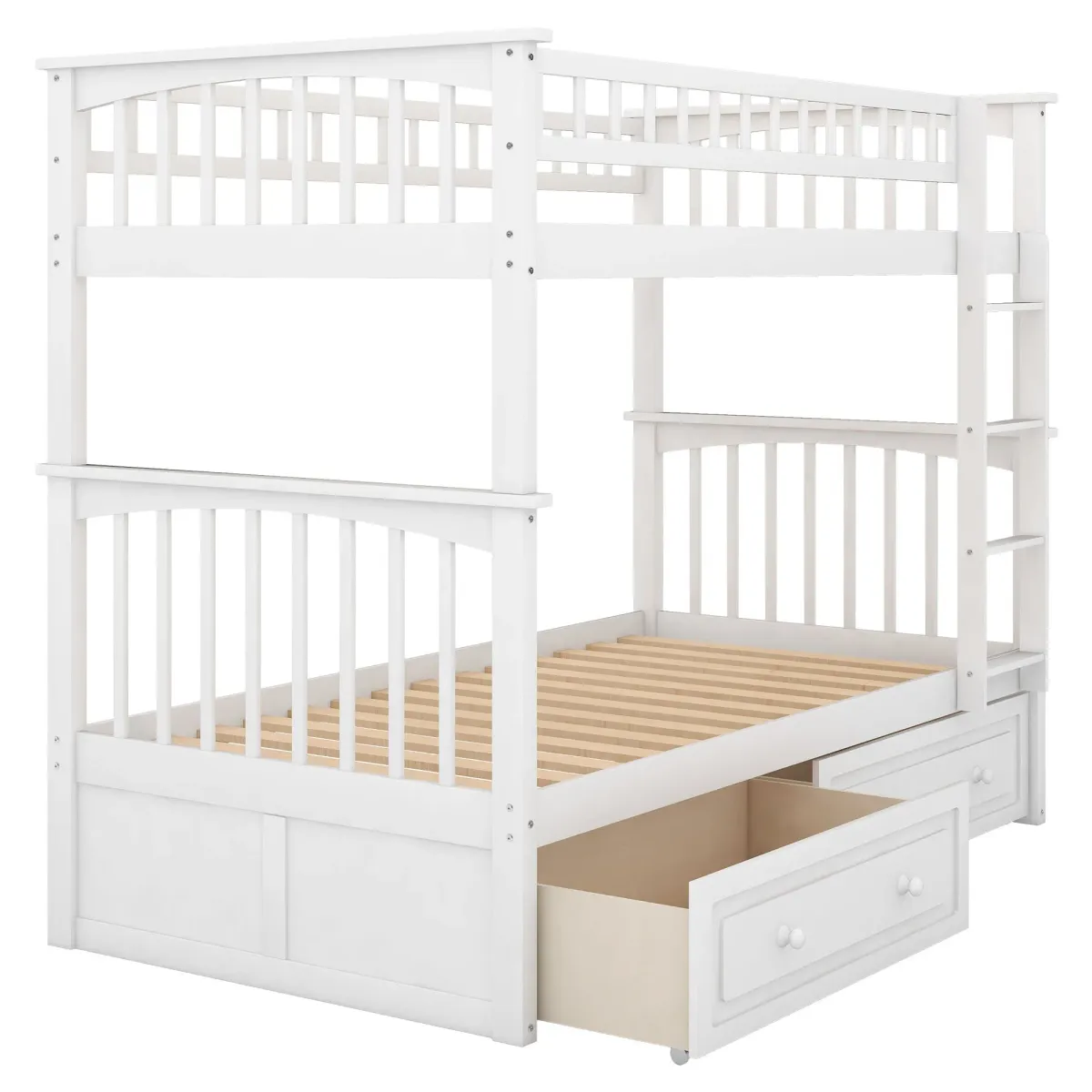 Twin Over Twin Bunk Bed With Drawers, Convertible Beds