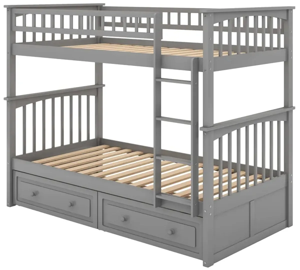 Twin Over Twin Bunk Bed With Drawers, Convertible Beds