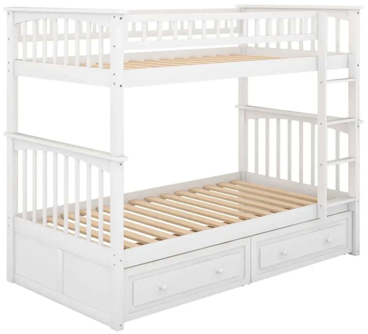 Twin Over Twin Bunk Bed With Drawers, Convertible Beds