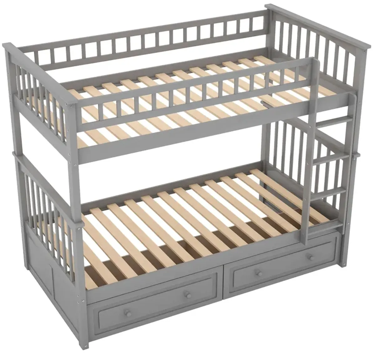 Twin Over Twin Bunk Bed With Drawers, Convertible Beds