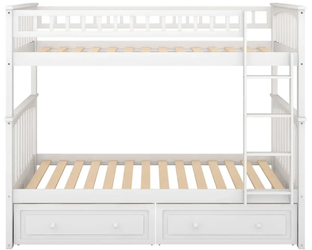 Twin Over Twin Bunk Bed With Drawers, Convertible Beds