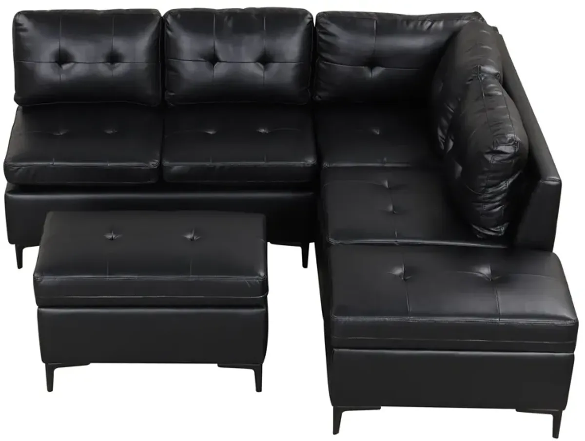 L-Shaped Corner Sofa Sectional Sofa Couch With Movable Storage Ottomans For Living Room