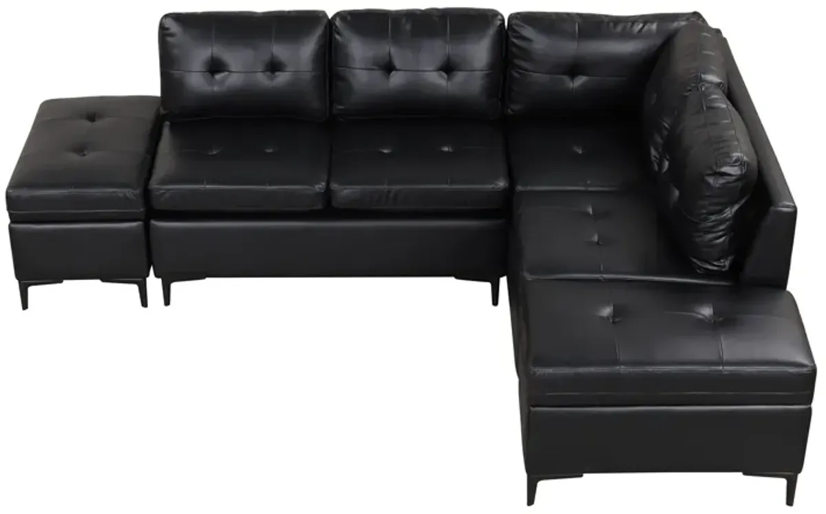 L-Shaped Corner Sofa Sectional Sofa Couch With Movable Storage Ottomans For Living Room