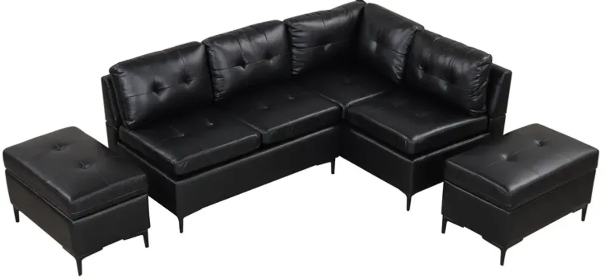 L-Shaped Corner Sofa Sectional Sofa Couch With Movable Storage Ottomans For Living Room