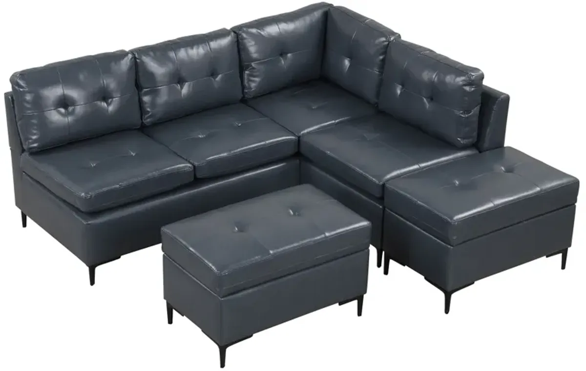 L-Shaped Corner Sofa Sectional Sofa Couch With Movable Storage Ottomans For Living Room