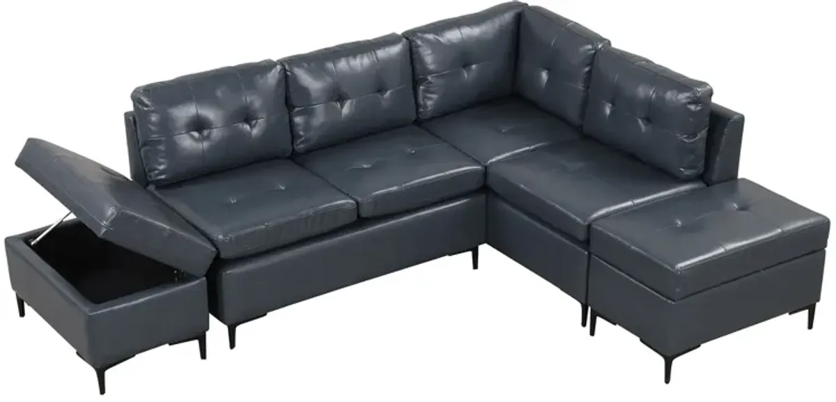 L-Shaped Corner Sofa Sectional Sofa Couch With Movable Storage Ottomans For Living Room