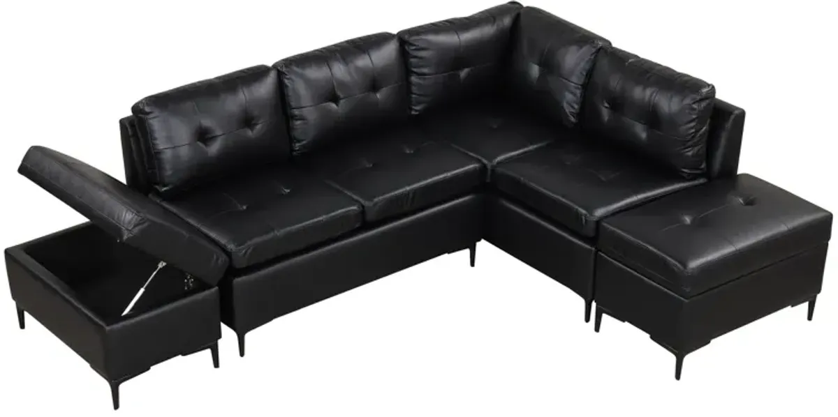 L-Shaped Corner Sofa Sectional Sofa Couch With Movable Storage Ottomans For Living Room