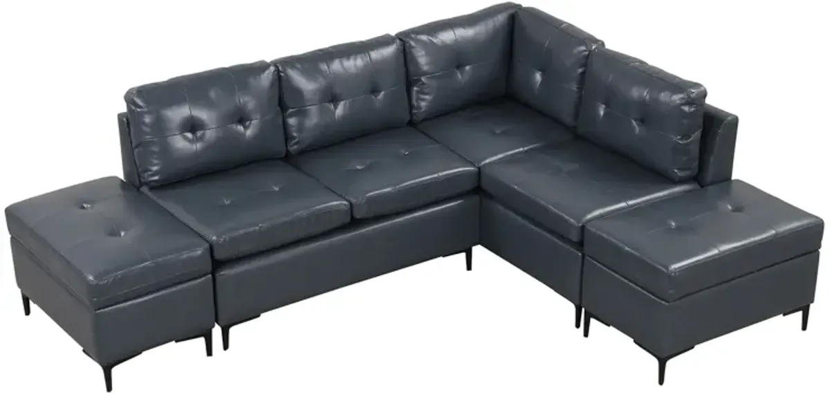 L-Shaped Corner Sofa Sectional Sofa Couch With Movable Storage Ottomans For Living Room