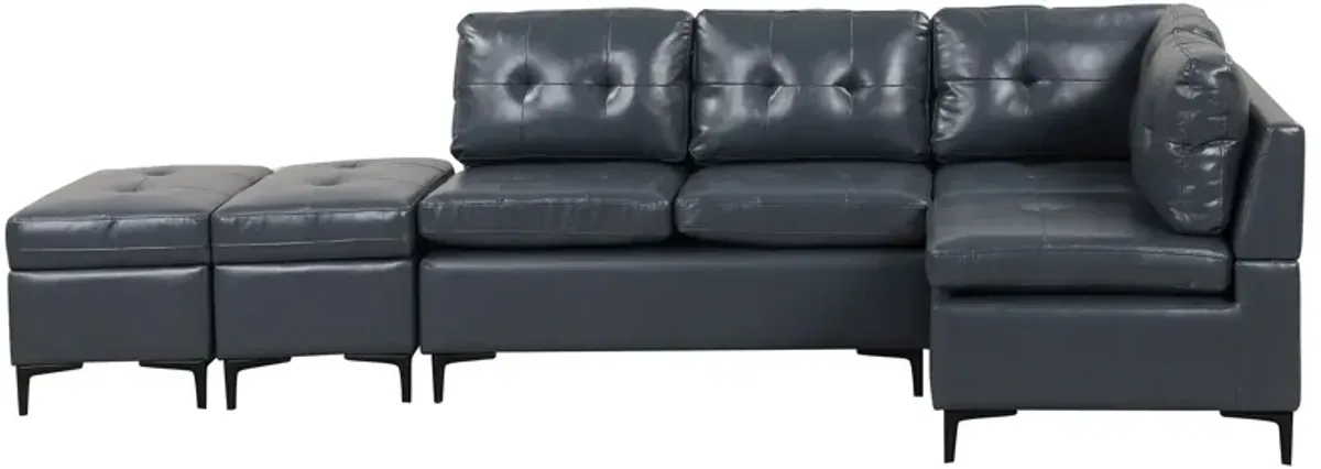 L-Shaped Corner Sofa Sectional Sofa Couch With Movable Storage Ottomans For Living Room