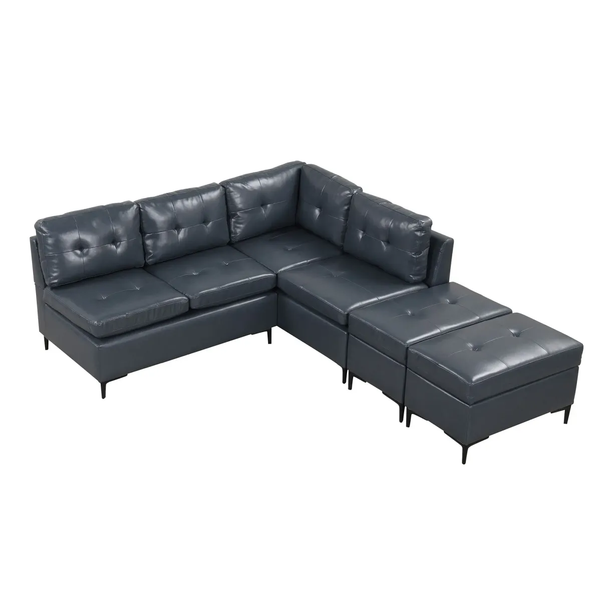 L-Shaped Corner Sofa Sectional Sofa Couch With Movable Storage Ottomans For Living Room