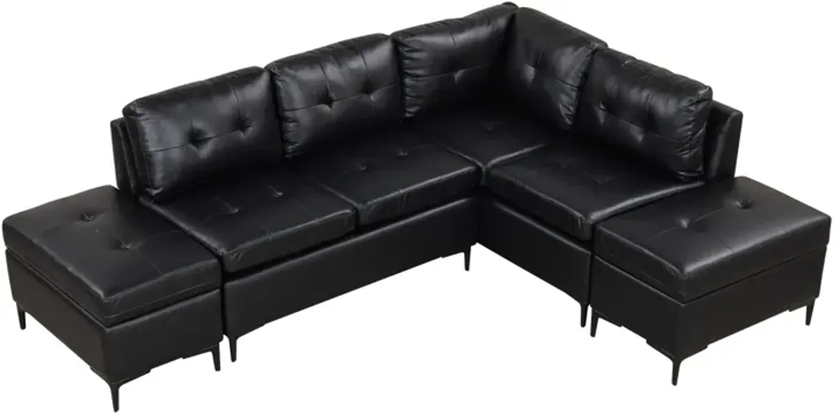 L-Shaped Corner Sofa Sectional Sofa Couch With Movable Storage Ottomans For Living Room