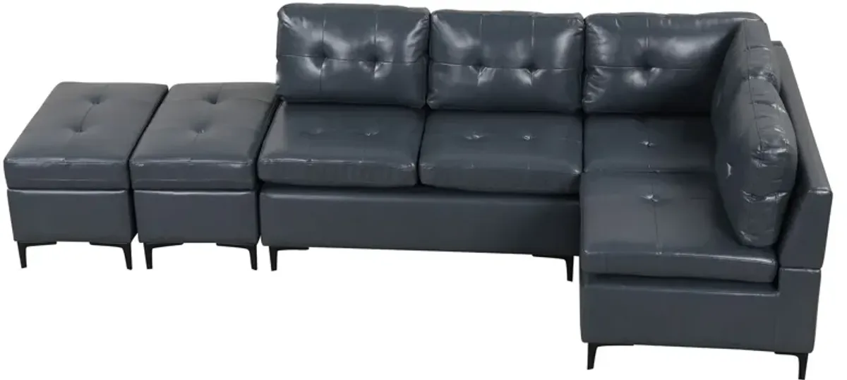 L-Shaped Corner Sofa Sectional Sofa Couch With Movable Storage Ottomans For Living Room