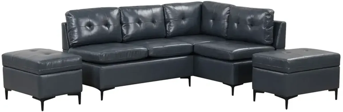 L-Shaped Corner Sofa Sectional Sofa Couch With Movable Storage Ottomans For Living Room