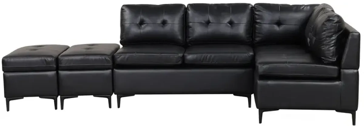 L-Shaped Corner Sofa Sectional Sofa Couch With Movable Storage Ottomans For Living Room