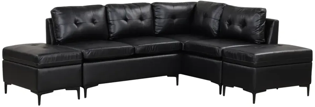 L-Shaped Corner Sofa Sectional Sofa Couch With Movable Storage Ottomans For Living Room