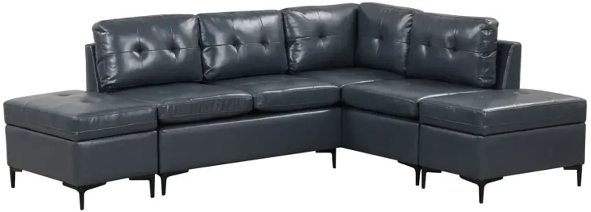 L-Shaped Corner Sofa Sectional Sofa Couch With Movable Storage Ottomans For Living Room