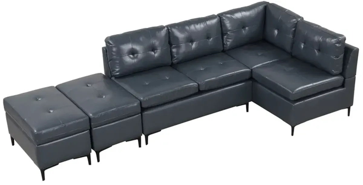 L-Shaped Corner Sofa Sectional Sofa Couch With Movable Storage Ottomans For Living Room