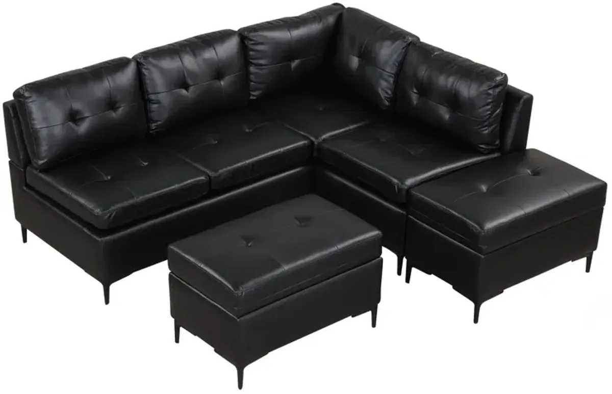 L-Shaped Corner Sofa Sectional Sofa Couch With Movable Storage Ottomans For Living Room