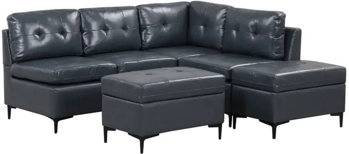 L-Shaped Corner Sofa Sectional Sofa Couch With Movable Storage Ottomans For Living Room