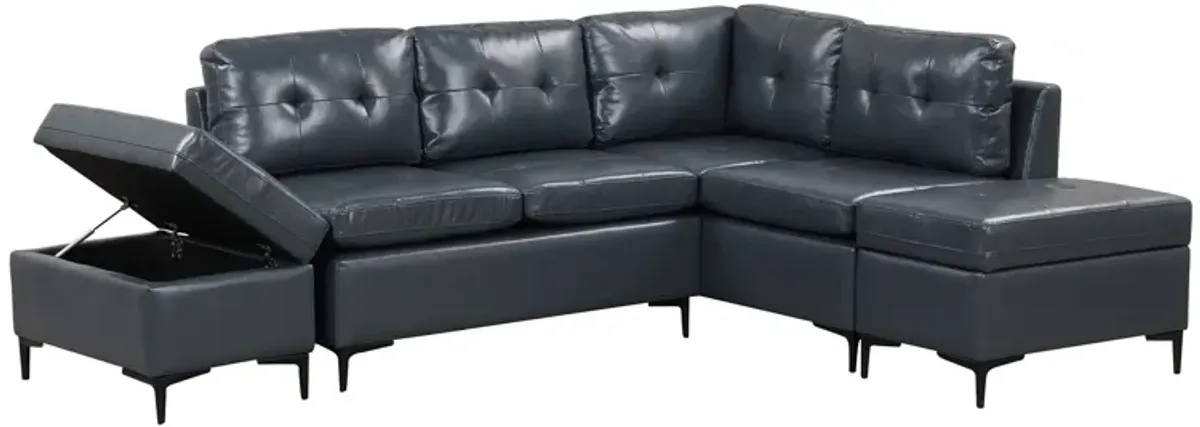 L-Shaped Corner Sofa Sectional Sofa Couch With Movable Storage Ottomans For Living Room