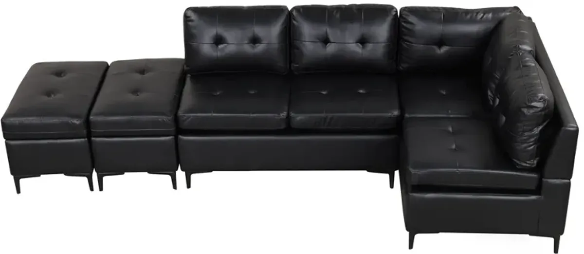 L-Shaped Corner Sofa Sectional Sofa Couch With Movable Storage Ottomans For Living Room