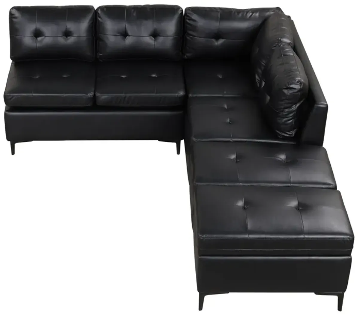 L-Shaped Corner Sofa Sectional Sofa Couch With Movable Storage Ottomans For Living Room