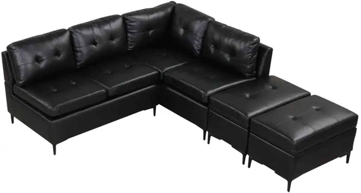 L-Shaped Corner Sofa Sectional Sofa Couch With Movable Storage Ottomans For Living Room