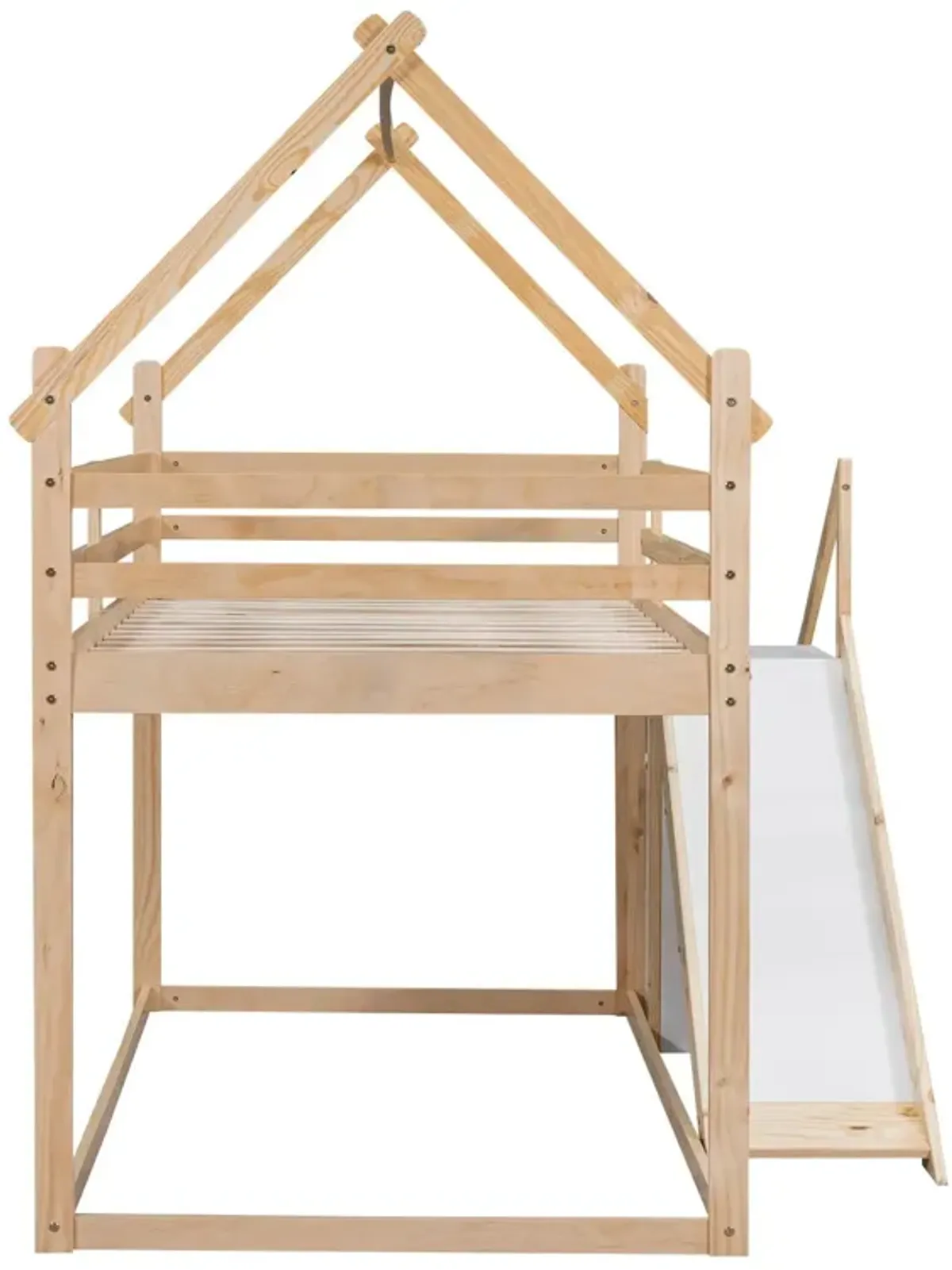 Twin Over Twin House Loft Or Bunk Bed With Slide And Staircase