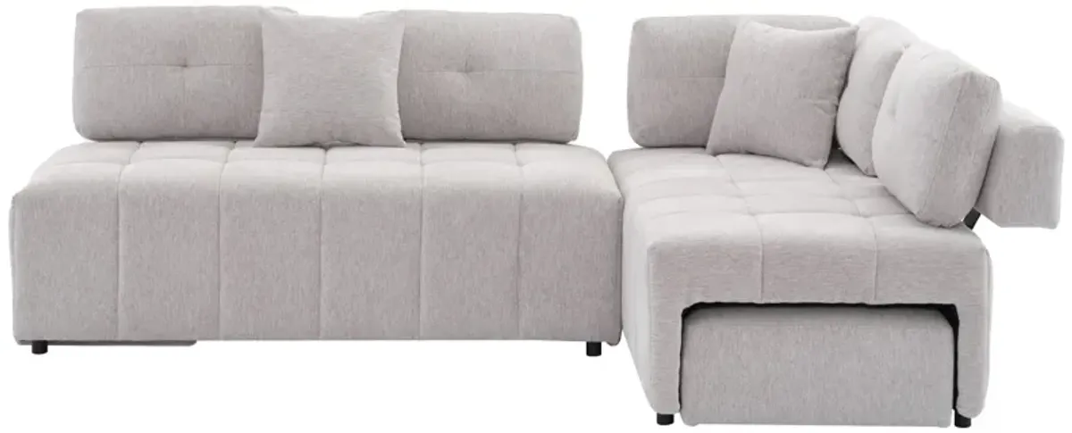 L-Shaped Sofa Sectional Sofa Couch With 2 Stools And 2 Lumbar Pillows For Living Room