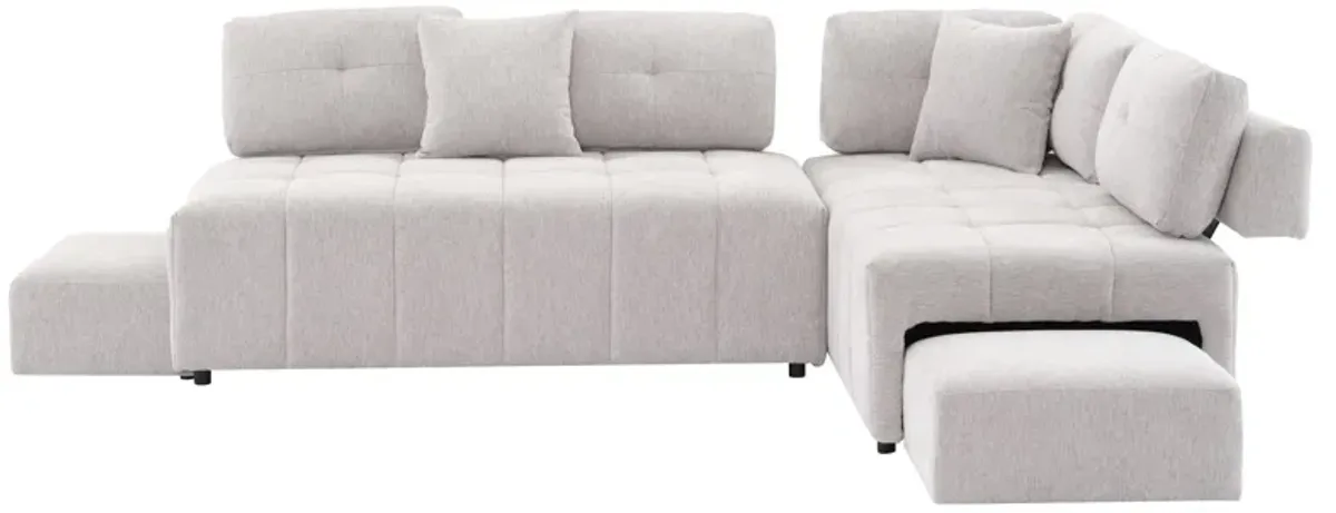 L-Shaped Sofa Sectional Sofa Couch With 2 Stools And 2 Lumbar Pillows For Living Room