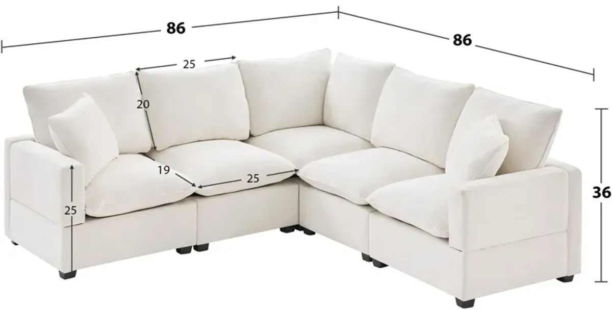 Modern L Shape Modular Sofa, 5 Seat Chenille Sectional Couch Set With 2 Pillows Included, Freely Combinable Indoor Funiture For Living Room, Apartment, Office