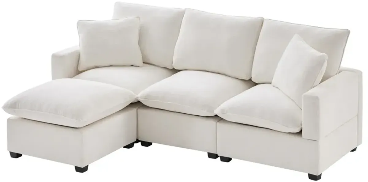 Modern Modular Sofa, 4 Seat Chenille Sectional Couch Set With 2 Pillows Included, Freely Combinable Indoor Funiture For Living Room