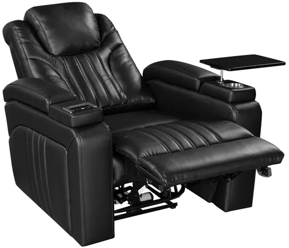 Power Recliner Home Theater Recliner With Power Adjustable Headrest, Wireless Charging Device, USB Port, Storage Arms, Cup Holder And Swivel Tray Table For Living Room