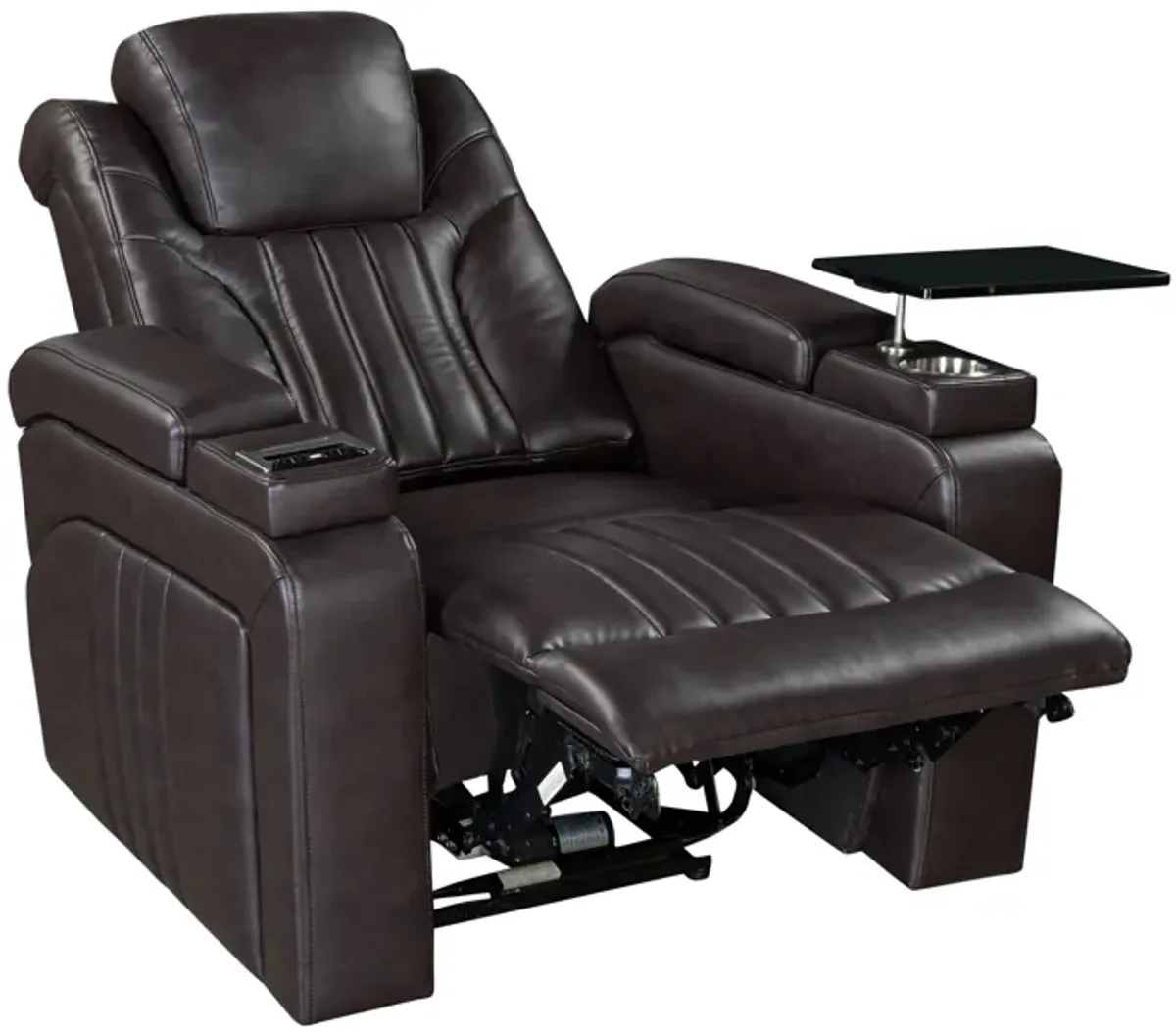 Power Recliner Home Theater Recliner With Power Adjustable Headrest, Wireless Charging Device, USB Port, Storage Arms, Cup Holder And Swivel Tray Table For Living Room