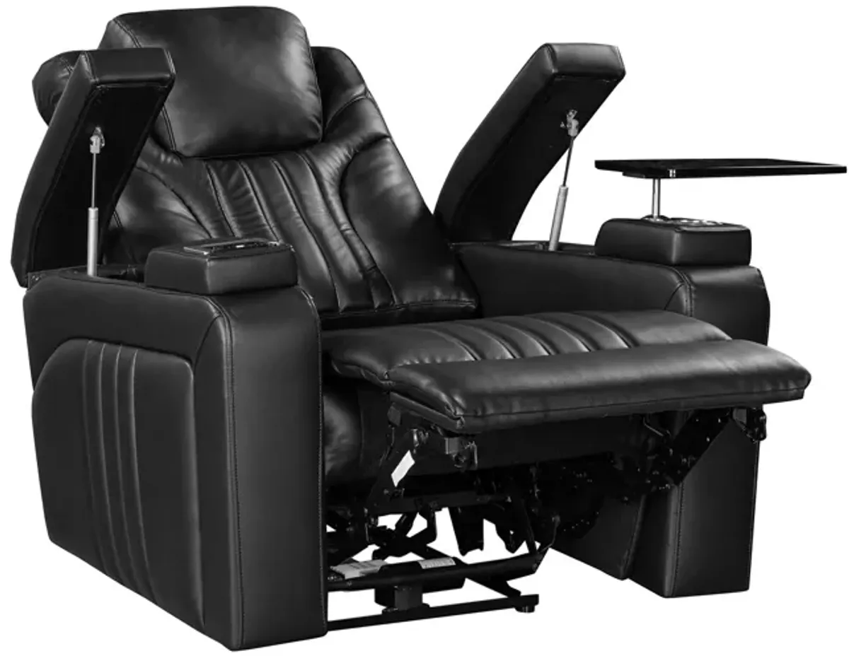 Power Recliner Home Theater Recliner With Power Adjustable Headrest, Wireless Charging Device, USB Port, Storage Arms, Cup Holder And Swivel Tray Table For Living Room