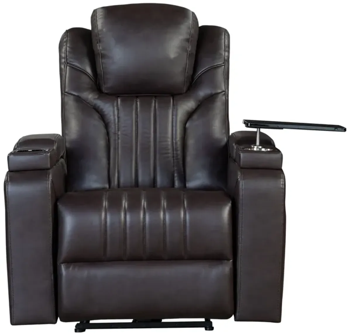 Power Recliner Home Theater Recliner With Power Adjustable Headrest, Wireless Charging Device, USB Port, Storage Arms, Cup Holder And Swivel Tray Table For Living Room