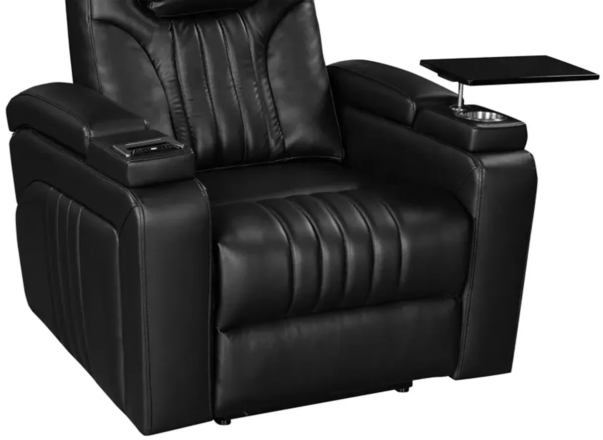 Power Recliner Home Theater Recliner With Power Adjustable Headrest, Wireless Charging Device, USB Port, Storage Arms, Cup Holder And Swivel Tray Table For Living Room