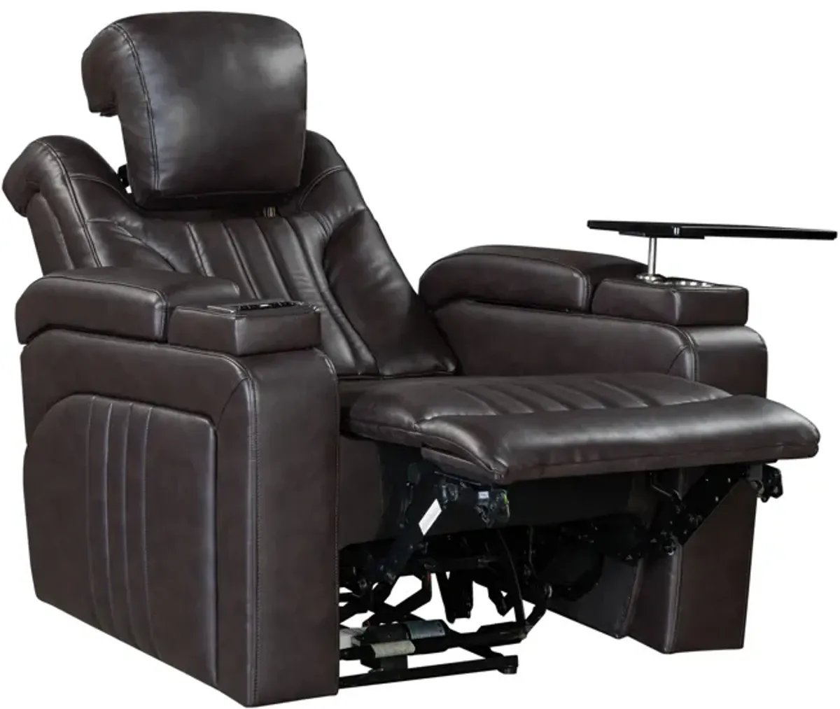 Power Recliner Home Theater Recliner With Power Adjustable Headrest, Wireless Charging Device, USB Port, Storage Arms, Cup Holder And Swivel Tray Table For Living Room