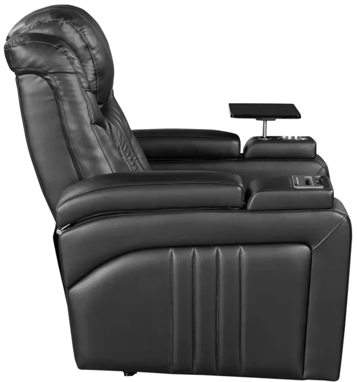 Power Recliner Home Theater Recliner With Power Adjustable Headrest, Wireless Charging Device, USB Port, Storage Arms, Cup Holder And Swivel Tray Table For Living Room