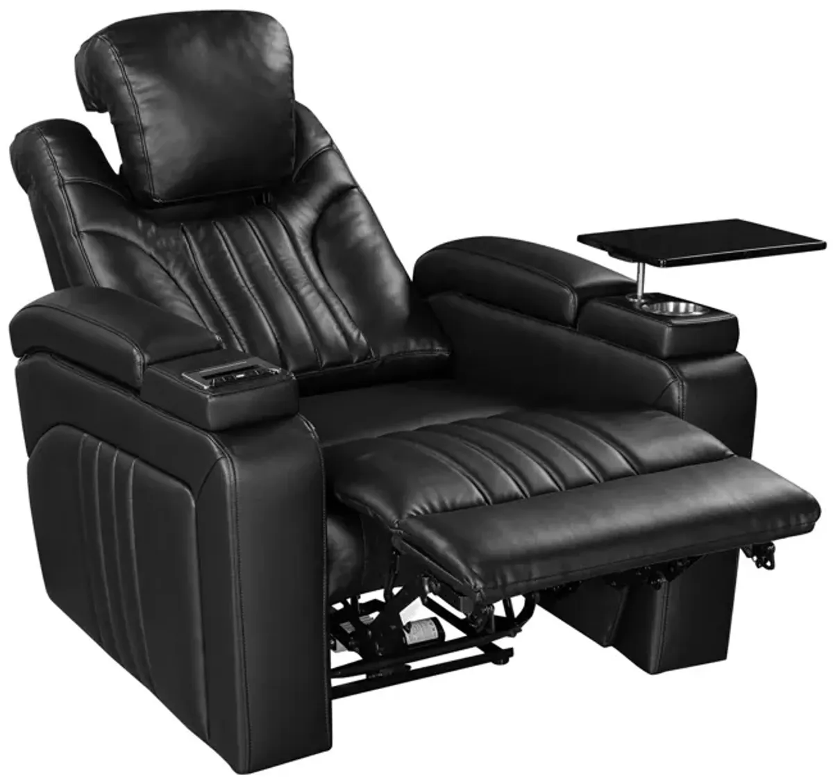 Power Recliner Home Theater Recliner With Power Adjustable Headrest, Wireless Charging Device, USB Port, Storage Arms, Cup Holder And Swivel Tray Table For Living Room