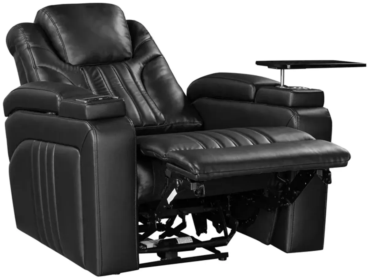 Power Recliner Home Theater Recliner With Power Adjustable Headrest, Wireless Charging Device, USB Port, Storage Arms, Cup Holder And Swivel Tray Table For Living Room