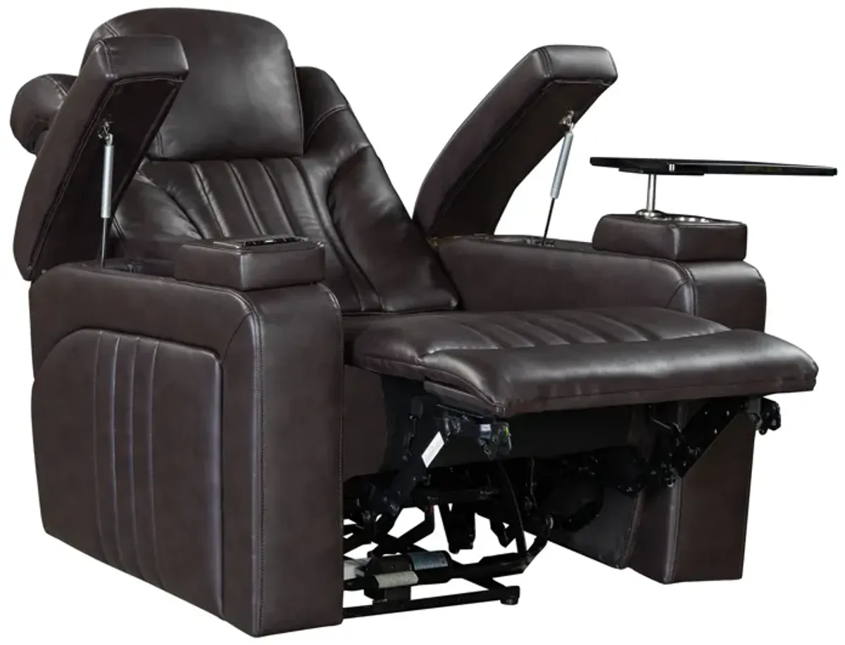 Power Recliner Home Theater Recliner With Power Adjustable Headrest, Wireless Charging Device, USB Port, Storage Arms, Cup Holder And Swivel Tray Table For Living Room