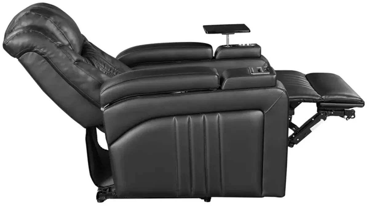 Power Recliner Home Theater Recliner With Power Adjustable Headrest, Wireless Charging Device, USB Port, Storage Arms, Cup Holder And Swivel Tray Table For Living Room