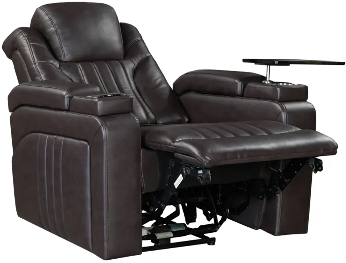 Power Recliner Home Theater Recliner With Power Adjustable Headrest, Wireless Charging Device, USB Port, Storage Arms, Cup Holder And Swivel Tray Table For Living Room